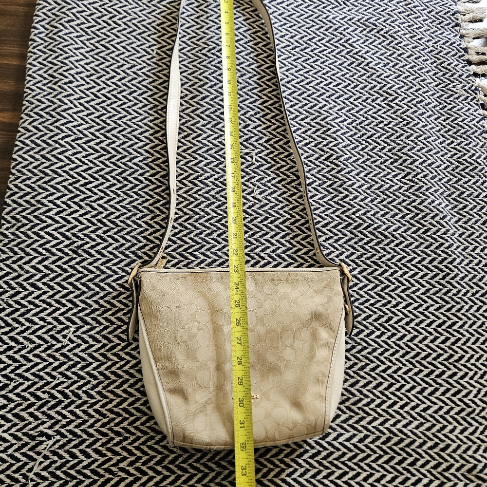 EUC Coach Dufflet Crossbody Purse w/ Signature Jacquard in Cream/Tan - Picture 15 of 15